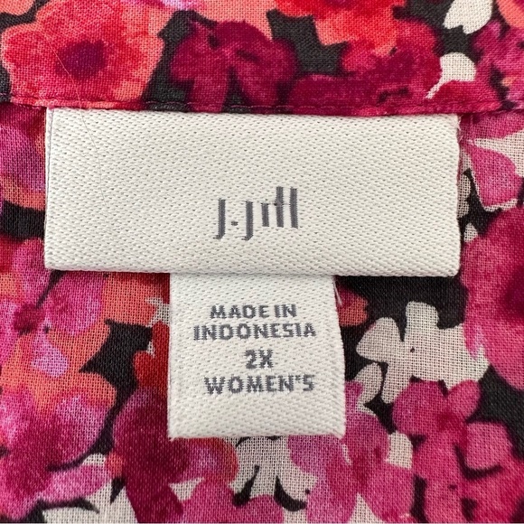 J Jill Blouse Women 2X Pink Floral Cotton‎ Ditzy Bloomcore Easter Spring - Picture 3 of 4